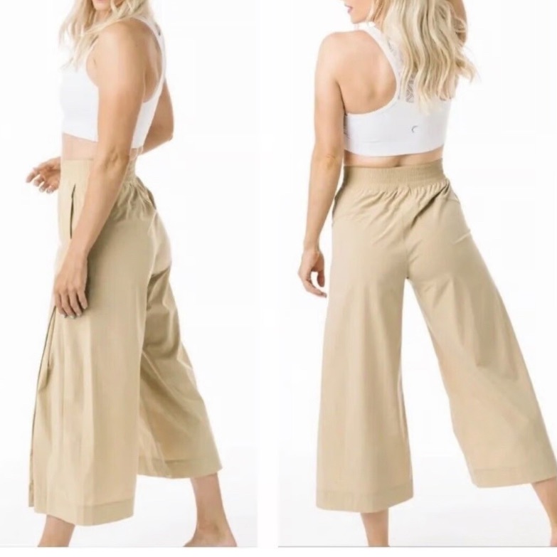 Hpzyia Nwot Gaucho Khaki Pants. Comfy, Breathable Wide Leg & Pockets. Xl